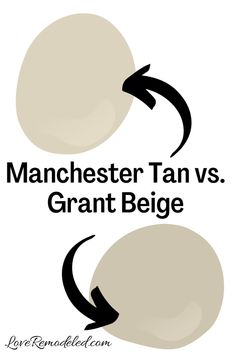 the words manchester tan vs grant belge in black and white with two arrows pointing to each