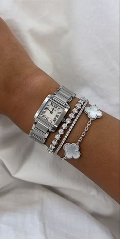 Jelwery Aesthetic Silver, Silver Bracelet Stack Aesthetic, Silver Jewelry Bracelets, Wrist Stack, Dope Jewelry Accessories, Jewelry Aesthetic, Wrist Jewelry, Luxe Jewelry, Dope Jewelry