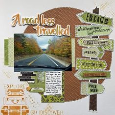 a collage of road signs and trees with the words, roads traveled on them