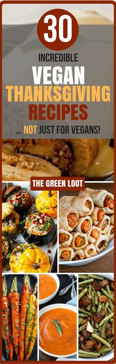 the cover of 30 incredible vegan thanksgiving recipes not just for vegans, but also for vegetarians