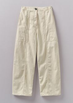 Panelled Cotton Linen Canvas Trousers | Wood Ash | TOAST Cotton Pants Women Trousers, Cotton Pants Women, Wood Ash, Simple Clothing, Canvas Pants, Cotton Poplin Shirt, Linen Canvas, Knitwear Dress