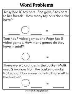 the worksheet for word problems is shown in black and white, with an image of