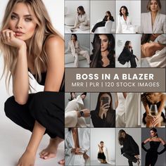 🌟 Boss in a Blazer Stock Image Collection with Bonuses 💻✨Welcome to your ultimate resource for chic, professional, and trendy digital marketing assets! If you're a faceless marketer or content creator looking to add a touch of elegance and style to your stories, posts, or eBooks, then our latest collection is just what you need. This meticulously curated bundle features 120 AI-generated stock images of women in stylish white pant suits and black business attire, posed in editorial fashion shoot styles. These images are perfect for creating captivating backgrounds with a dark filter and crisp white text overlays. 📚 What's Included: 💖120 Editorial Fashion Stock Images that are ready to edit inside of Canva 💖The vibes: High-fashion poses and professional looks, modern, trendy. 💖Colors: Black Business Attire, Dark Filter, Fashion Stock Images, High Fashion Poses, White Pant, Instagram Square, Pant Suits, Professional Image, Black Business