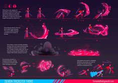 an info sheet shows how to use neon colors in animation art and video game design