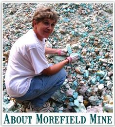 a young boy kneeling down on top of a pile of rocks with the caption about morefield mine