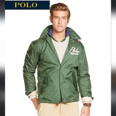 Ralph Lauren Harrington Jacket, Green Windbreaker, Rugby Fashion, Fleece Lined Jacket, Preppy Men, Windbreaker Jacket Mens, Shirts And Blouses, Ralph Lauren Leather, Polo Sport Ralph Lauren