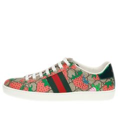 GUCCI Womens WMNS Ace 'Strawberry Beige' Strawberry/Beige Sneakers/Shoes Beige Sneakers, Gucci Sneakers, Stylish Sneakers, Sneakers Shoes, Skate Shoes, Front Row, Perfect Pair, Shoes Sneakers, Louis Vuitton