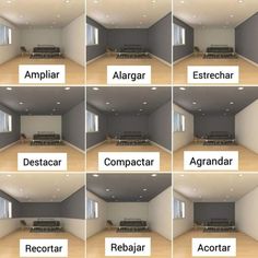 six images show different types of furniture in an empty room