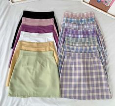 Harajuku Skirt, Mode Indie, Pastel Skirt, Rok Mini, High Waisted Pleated Skirt, Kpop Fashion Outfits, Really Cute Outfits, Stripe Skirt