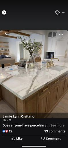 an image of a kitchen island with marble counter tops