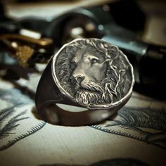 * NOTE: THIS RING IS MADE TO ORDER, PLEASE ALLOW 7 WORKING DAYS OF CRAFTING TIME. Crafted... Lion Fashion, Leo Ring, Leo Jewelry, Leo Zodiac Sign, King Ring, Lion Ring, Seal Ring, Jewelry Mens, Womens Rings Fashion