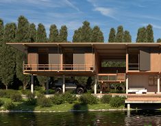 an artist's rendering of a house on the water