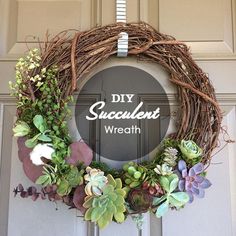 a wreath with succulents on it that says diy succulent wreath