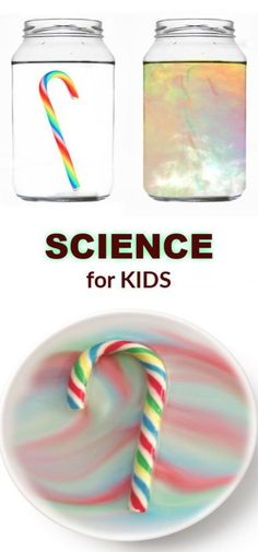 the science for kids book cover shows candy canes and jars with liquid in them