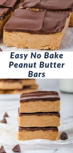 Close up shots of peanut butter bars. Peanut Butter Desserts Easy, No Bake Peanut Butter Bars, I Lost 100 Pounds, Chocolate Peanut Butter Bars, Peanut Butter Bars Recipe, Fast Desserts, No Bake Peanut Butter, Peanut Butter No Bake