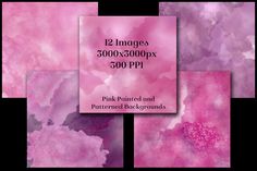 pink and purple watercolor textures for photoshopped with the text 12 images 500x300px