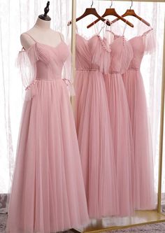 A line tulle long bridesmaid dress on Storenvy Fairytale Bridesmaid Dresses, Tulle Gown Bridesmaid, Soft Tulle Bridesmaid Dress, Fancy Bridesmaid Dresses, Turtle Wedding, Pink Bridesmaid Dresses Long, Dusty Pink Bridesmaid Dresses, Tulle Long Prom Dress, Soft Wedding