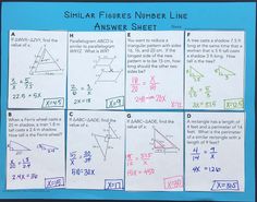 a piece of paper with some writing on it that says similar figures number line answer sheet