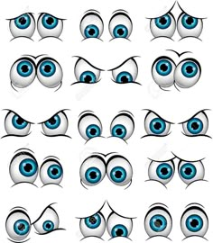 the complete set of blue eyes with different angles and shapes for each character in the game