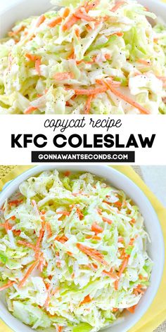 KFC Coleslaw in a bowl Sweet Creamy Coleslaw, Sweet Creamy Coleslaw Recipe, Asian Coleslaw, Veggie Side Dish Recipes