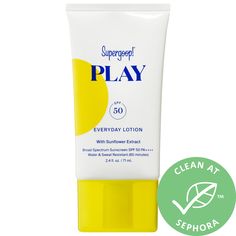 A fast-absorbing, non-greasy, water- and sweat-resistant, reef-safe, and broad-spectrum SPF 50 lotion for the face and body.Skin Type: Normal, Dry, Combination, and Oily Skincare Concerns: DrynessFormulation: LotionHighlighted Ingredients:- Sunflower Extract: Rich in beta carotene and helps protect your skin from external environmental elements.- Rosemary Leaf Extract: Has a calming effect on the skin and is rich in antioxidants. Ingredient Callouts: This product is vegan, cruelty-free, reef-saf Everyday Sunscreen, Best Spf, Best Sunscreens, Body Sunscreen, Favorite Skincare Products, Sunscreen Spf 50, Oily Skin Care, Sunscreen Lotion, Mineral Sunscreen