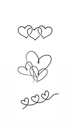 three hearts with one line drawn in the middle