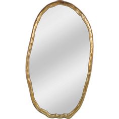 an oval mirror with gold leaf decoration