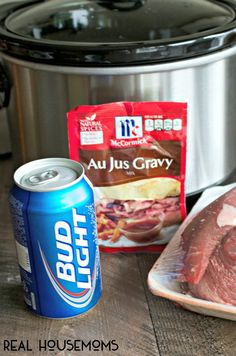 the ingredients to make this meal include meat, rice and beer