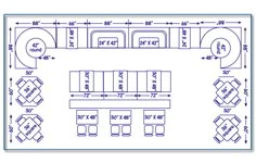 the floor plan for a restaurant with seating and tables