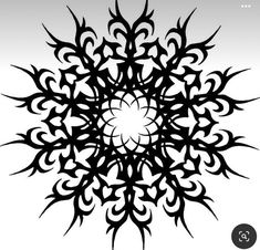 a black and white drawing of an intricate design on a gray background with the words,