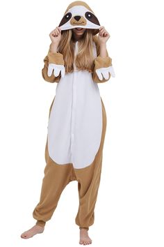 PRICES MAY VARY. 【Excellent Cosplay Look】The cute and eye-catching animal onesie designs all feature a hood with eyes, teeth and nose, like real animals but more fashionable and cute. Matching tails and chest designs help you have an excellent cosplay look! 【Warm&Comfortable】 100% Polar Fleece. Using a polar fleece fabric with higher fiber density,will not lint-free, fluffy and soft and skin-friendly, like baby skin texture, let you be wrapped in warmth in the cold winter. At the same time, such Sloth Onesie, Pyjamas Onesie, Womens Onesie, Onesie Costumes, Animal Onesie, Animal Pajamas, Halloween Onesie, One Piece Cosplay, Animal Slippers