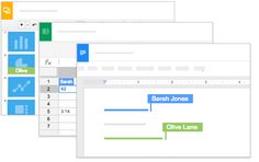 three screens showing the different types of email and calendars in one screen, with an arrow pointing to each other