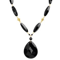 Hand Created Black Onyx Necklace with Gold AccentsNeckline is Composed of Beautifully Faceted Onyx Stones. Get some matching earrings BSER090716-01 or BSER101716-01 Stones: Onyx Length: Approx. 17"-19" Width: Large Drop is approx. 1 3/4" long and 1 1/2" wide Material: The fans are gold plated silver & the toggle is gold filled Made in: USA Luxury Black Necklace With Natural Stones, Luxury Statement Onyx Necklace, Luxury Onyx Jewelry With Faceted Beads, Black Onyx Necklace, Toggle Necklace, Onyx Necklace, Onyx Stone, Gold Plated Silver, Matching Earrings