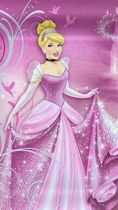 a painting of a princess in a pink dress