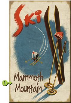 an advertisement for skis with the name mammoth mountain