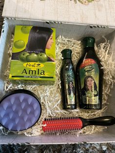 This is an essential Hair Care Kit for long and healthy growing hair. Comes with 2 bottles of Amla hair oil and Amla Powder. Also includes a hair massager and Denman brush.  Indian hair care teaches to put Amla oil(1-2 times a week) and massage into the scalp for 10-15 mins and leave overnight for healthy growth.  The Amla powder is to be used once a week as a hair mask. One needs to keep it on for 30 mins and then wash it with a shampoo conditioner. A scalp massager is an essential tool while p Indian Haircare Products, Indian Hair Products, Indian Hair Mask, Indian Hair Care Products, Indian Shampoo, Indian Hair Oils, Best Hair Oils, Hair Massager, Indian Hair Care