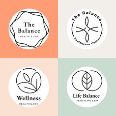 four logos for the balance health and spa