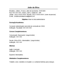 the basic resume format for an application in spanish, with no work done on it