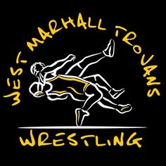 a drawing of a wrestling player with the words mss's marshall towns wrestling