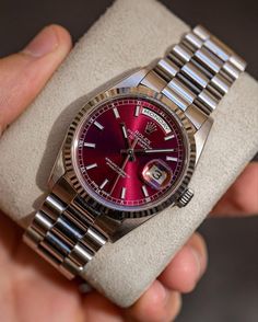 Rolex Men Watches Rolex Style, Nice Watches, Rolex Watches For Men Aesthetic, Rolex Watch, Red Rolex Watch, Watches Rolex, Rolex Watch Box, Buy Rolex, Stylish Watches Men