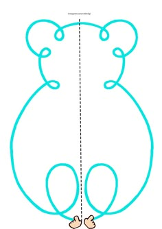 the outline of a teddy bear is shown in blue