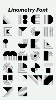 black and white typefaces are arranged in the shape of letters with different shapes