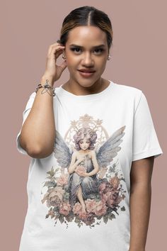 Limited design! Unique trending vintage pixie fairy graphic Unisex Soft style T-Shirt, Angel shirt, pixiecore gifts, cute fantasy tee, butterfly girl t-shirt,  aesthetic tshirt, tshirt aesthetic, aesthetic tshirt girls, aesthetic graphic tshirt, aesthetic oversized tshirt, Christian aesthetic t-shirt, angel aesthetic, graphic t-shirt aesthetic, cottagecore aesthetic t-shirt,  oversized tee aesthetic, The unisex soft-style t-shirt puts a new spin on casual comfort. Made from very soft materials, this tee is 100% cotton for solid colors. Heather colors and sports grey include polyester. The shoulders have twill tape for improved durability. There are no side seams. The collar is made with ribbed knitting to prevent curling damage.  .: Made with 100% ring-spun cotton, a lightweight fabric (4. Fairy Graphic, Tshirt Aesthetic, Vintage Pixie, Aesthetic Tshirt, Pixie Fairy, Angel Shirt, Butterfly Girl, Pixies Fairies, Aesthetic Cottagecore