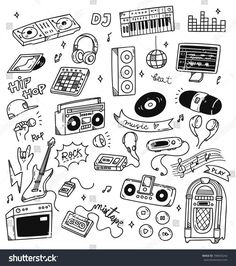 hand drawn doodle music instruments and sound equipment stock photo edit now rh shutterstocker com