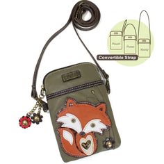 Although Foxes are esteemed for their resourcefulness and cunning, the metal heart accent at its core highlights that a clear heart and mind are key to overcoming all of life’s barriers. Everything needed to persevere is already within you. This bag can be a purse, a crossbody bag, or even a pouch! Materials: Faux Leather Dimensions: 5" x 7.5" x 1" Strap adjustable: 7"-30" Exterior: Cell phone can fit in front pocket or interior 2 Adjustable straps that are detachable Top zipper closure Unique z Chala Handbag, Cellphone Bag, Fox Character, Kavu Rope Bag, Purse Design, Crossbody Phone Purse, Waterproof Tote, Fox Decor, Handbag Stores