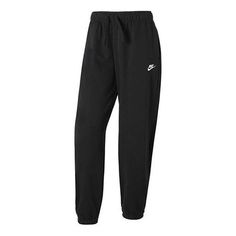 (WMNS) Nike Sportswear Club Fleece Mid-Rise Oversized Sweatpants 'Black' DQ5800-010 Sporty Leisure Tracksuit, Black Sports Sweats With Pockets, Black Sweats With Pockets For Sports, Nike Black Athleisure Sweatpants, Nike Winter Activewear With Elastic Waistband, Nike Relaxed Fit Leisure Activewear, Black Fleece Joggers For Leisure, Nike Sports Bottoms For Fall, Black Sportswear Joggers For Leisure