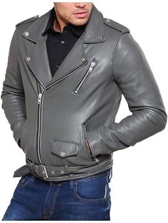 "Crafted from high-quality lambskin leather, this men's motorcycle jacket combines durability and style. With its sleek design and superior material, it provides maximum protection for any rider. Trust in the expertise of this expertly-crafted jacket for your next ride." Product details Fabric type:Leather SIZE NECK CHEST WAIST SLEEVE S 14-14½″ 34-36″ 28-30″ 32-33″ M 15-15½″ 38-40″ 32-34″ 33-34″ L 16-16½″ 42-44″ 36-38″ 34-35″ XL 17-17½″ 46-48″ 40-42″ 35-36″ 2XL 18-18½″ 50-52″ 44-46″ 36-37″ 3XL 1 Fitted Biker Jacket, Grey Leather Jacket, Motorcycle Jacket Mens, Mens Fashion Edgy, Lambskin Leather Jacket, Mens Fashion Urban, Men's Leather Jacket, Biker Leather, Zara Man