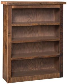 a wooden bookcase with three shelves on each side