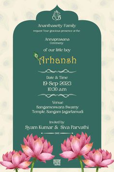 Annaprasanna Invitation Card Jain Parna Invitation Card, Sundarkand Invitation Card, Navarathri Invitation, Mundan Invite, Hindu Wedding Invitation Cards, Digital Wedding Invitations Design, Happy Diwali Wallpapers, Wedding Card Design Indian, Indian Wedding Invitation Card Design