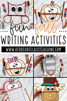 pumpkin writing activities for kids to do with paper and crayons on the table